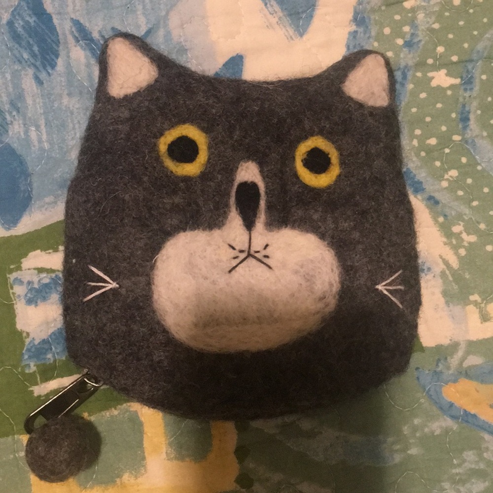 Unique Hand made Cat face purse